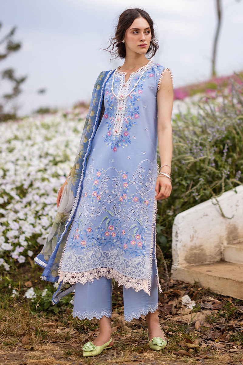Mushq Hemline The Secerat Garden Unstitched Lawn 3Pc Suit HML24-8A Myosotis
