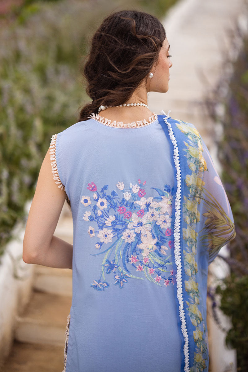 Mushq Hemline The Secerat Garden Unstitched Lawn 3Pc Suit HML24-8A Myosotis
