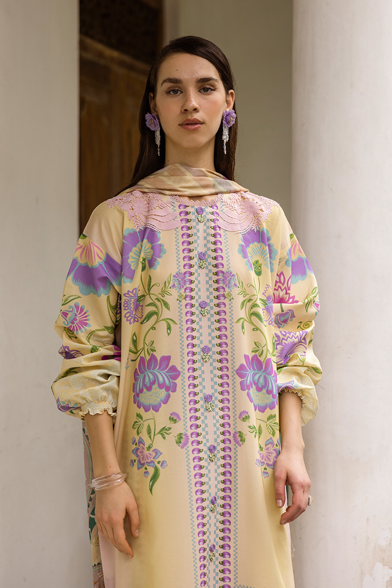 Mushq Hemline La Dolce Prints Unstitched 3Pc Suit HLM25-02A Dulcina