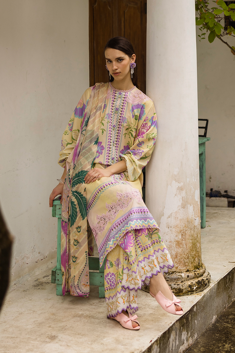 Mushq Hemline La Dolce Prints Unstitched 3Pc Suit HLM25-02A Dulcina
