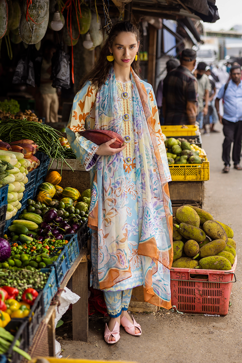 Mushq Hemline La Dolce Prints Unstitched 3Pc Suit HLM25-03A Zita