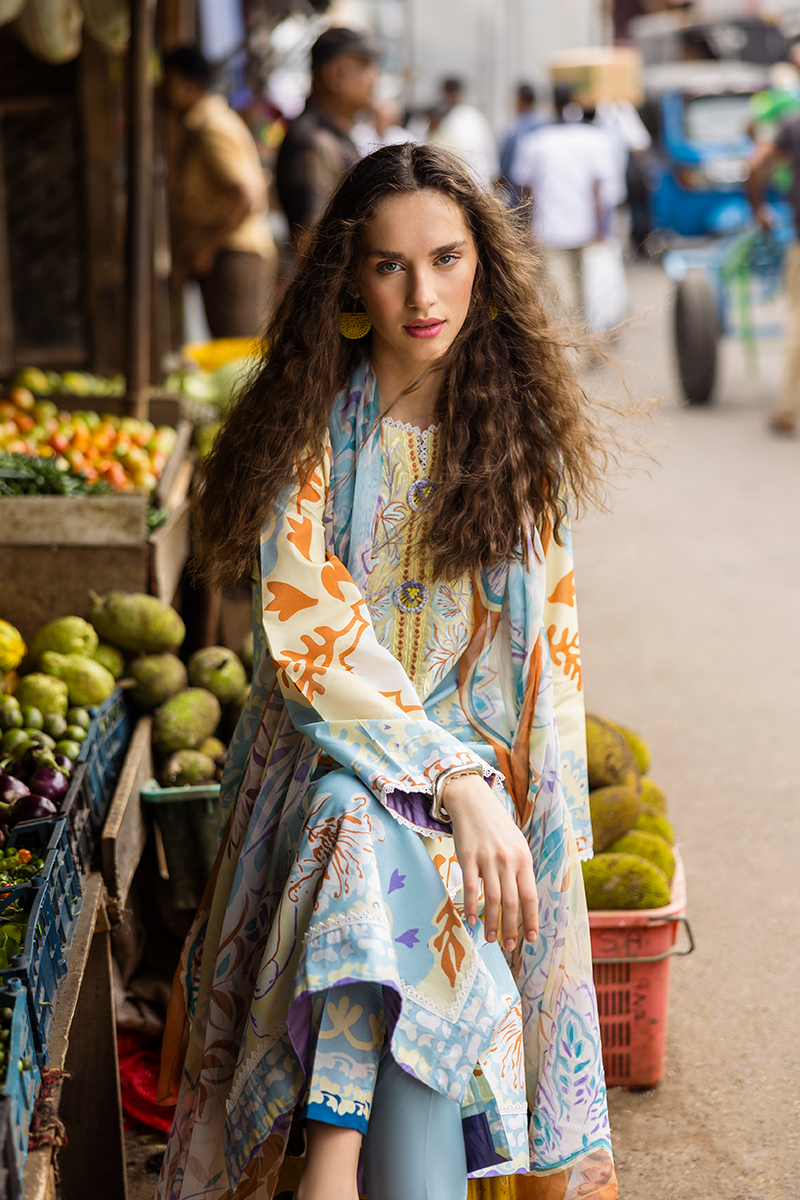 Mushq Hemline La Dolce Prints Unstitched 3Pc Suit HLM25-03A Zita