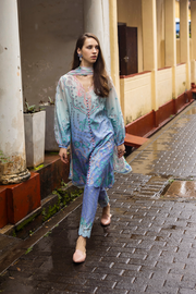 Mushq Hemline La Dolce Prints Unstitched 3Pc Suit HLM25-04B Ameta