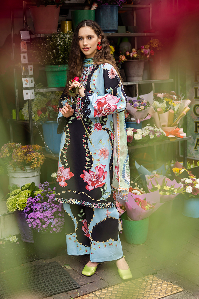 Mushq Hemline La Dolce Prints Unstitched 3Pc Suit HLM25-08A Renata