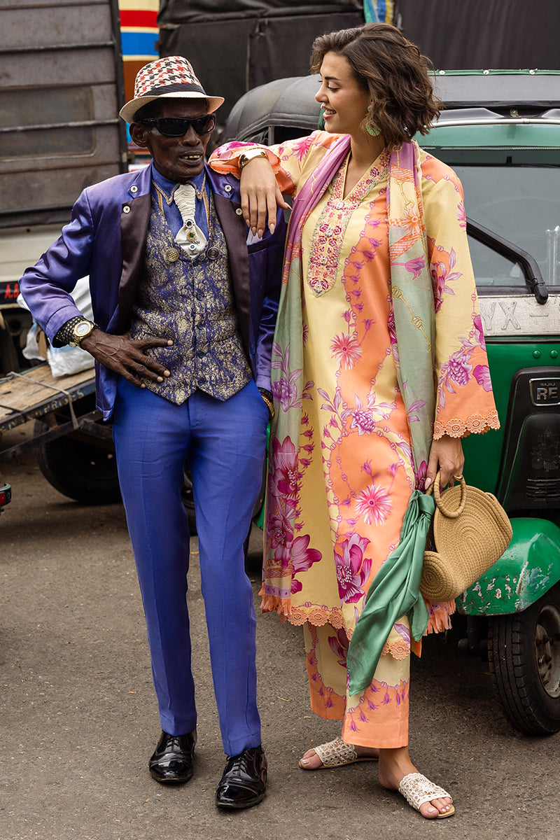 Mushq Hemline La Dolce Prints Unstitched 3Pc Suit HLM25-08B Piera