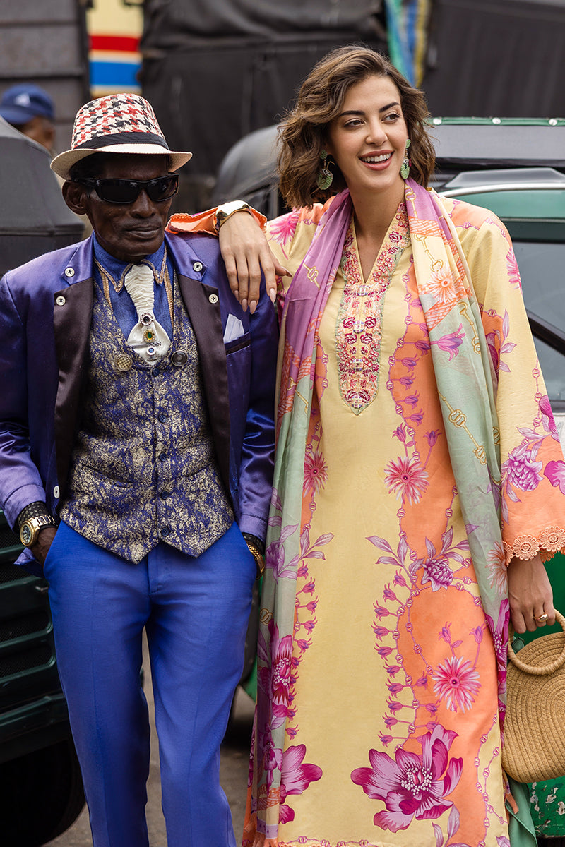 Mushq Hemline La Dolce Prints Unstitched 3Pc Suit HLM25-08B Piera