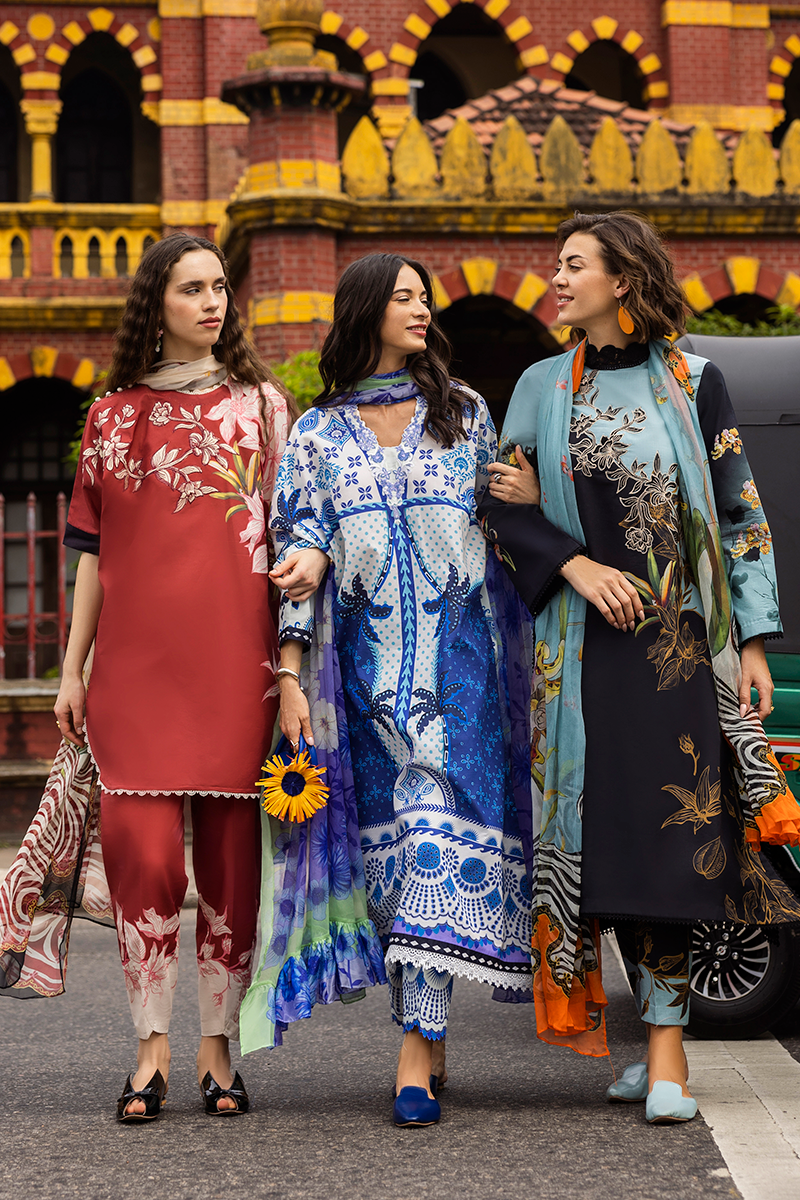 Mushq Hemline La Dolce Prints Unstitched 3Pc Suit HLM25-10A Fiorella