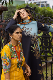 Mushq Hemline La Dolce Prints Unstitched 3Pc Suit HLM25-10B Paula