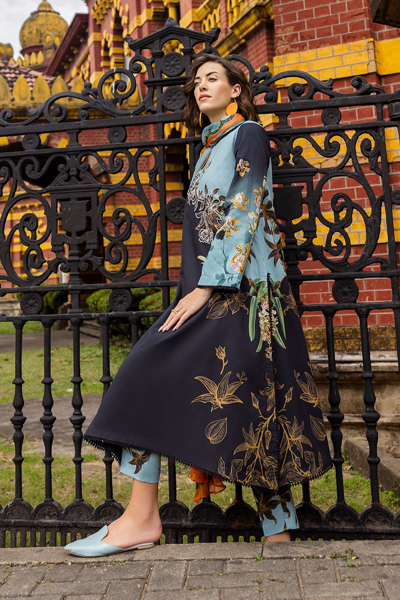 Mushq Hemline La Dolce Prints Unstitched 3Pc Suit HLM25-10B Paula