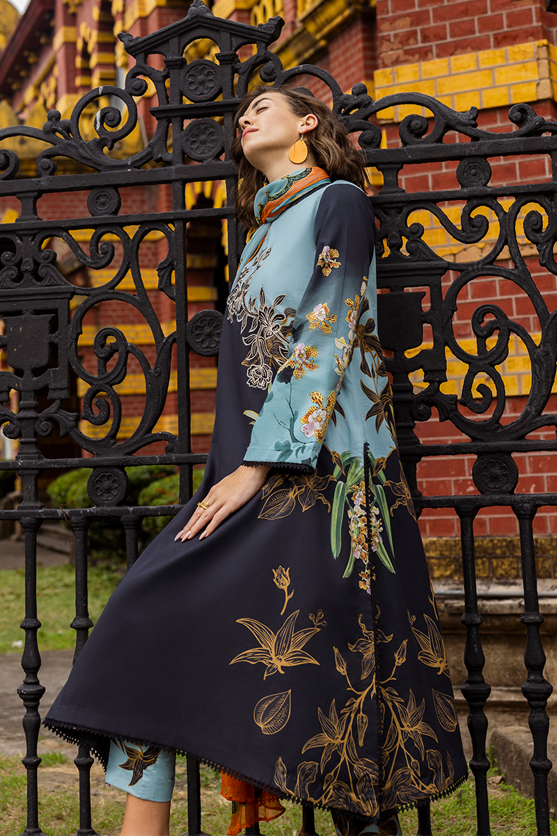 Mushq Hemline La Dolce Prints Unstitched 3Pc Suit HLM25-10B Paula