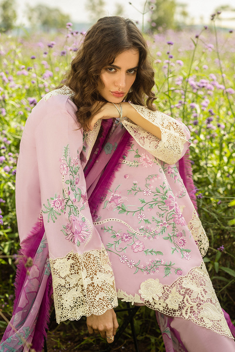 Mushq Hemline The Secerat Garden Unstitched Lawn 3Pc Suit - Lavendar Whispers