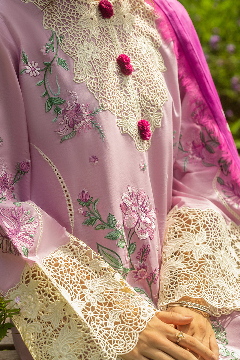 Mushq Hemline The Secerat Garden Unstitched Lawn 3Pc Suit - Lavendar Whispers