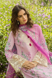 Mushq Hemline The Secerat Garden Unstitched Lawn 3Pc Suit - Lavendar Whispers