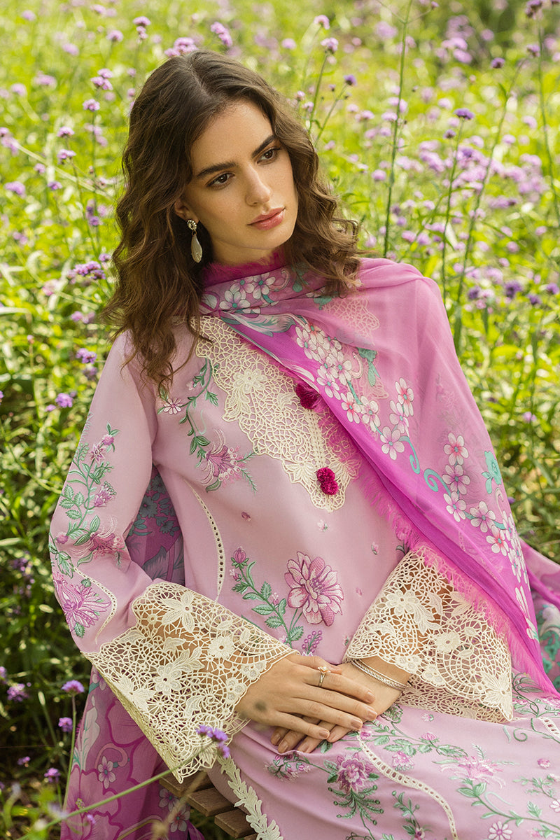 Mushq Hemline The Secerat Garden Unstitched Lawn 3Pc Suit - Lavendar Whispers