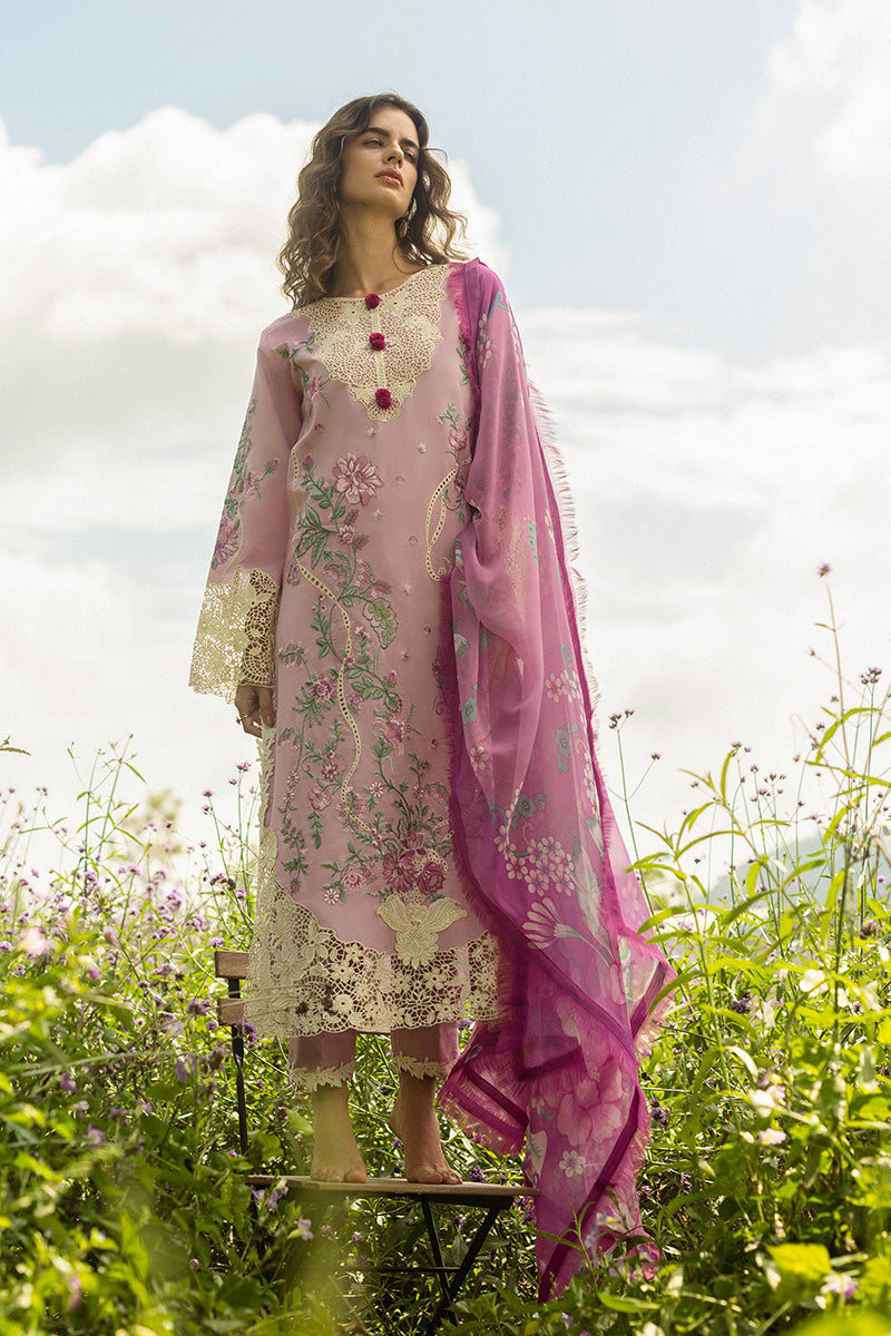 Mushq Hemline The Secerat Garden Unstitched Lawn 3Pc Suit - Lavendar Whispers