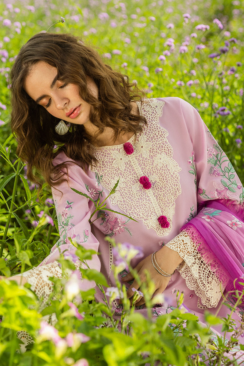 Mushq Hemline The Secerat Garden Unstitched Lawn 3Pc Suit - Lavendar Whispers