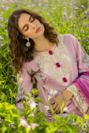 Mushq Hemline The Secerat Garden Unstitched Lawn 3Pc Suit - Lavendar Whispers