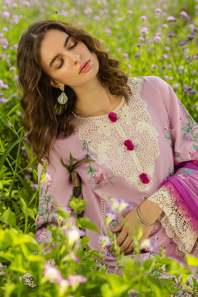 Mushq Hemline The Secerat Garden Unstitched Lawn 3Pc Suit - Lavendar Whispers