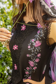 Mushq Hemline The Secerat Garden Unstitched Lawn 3Pc Suit - Thorned Grace
