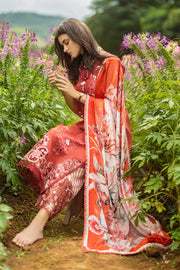 Mushq Hemline The Secerat Garden Unstitched Lawn 3Pc Suit - Dewdrop Garden