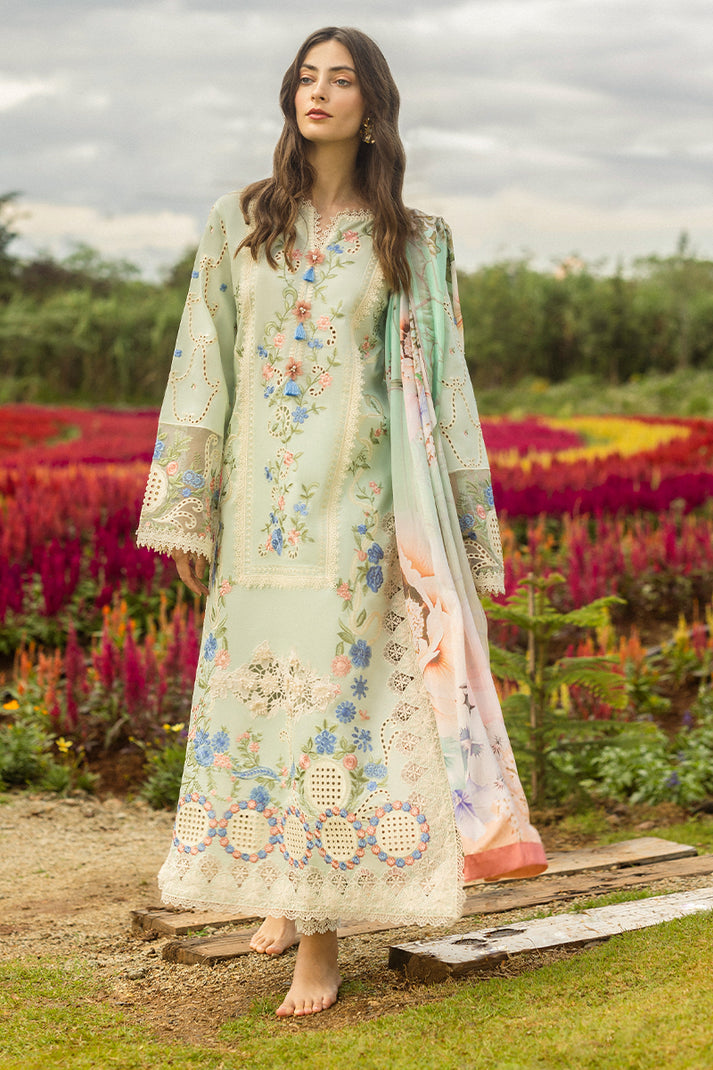 Mushq Hemline The Secerat Garden Unstitched Lawn 3Pc Suit - Starlit Lilies