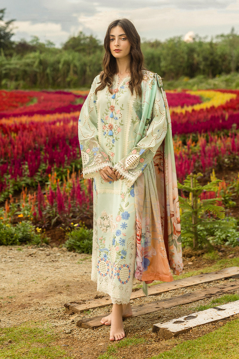 Mushq Hemline The Secerat Garden Unstitched Lawn 3Pc Suit - Starlit Lilies