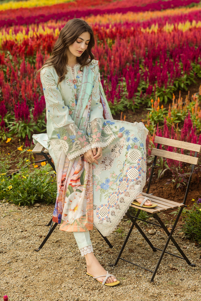 Mushq Hemline The Secerat Garden Unstitched Lawn 3Pc Suit - Starlit Lilies
