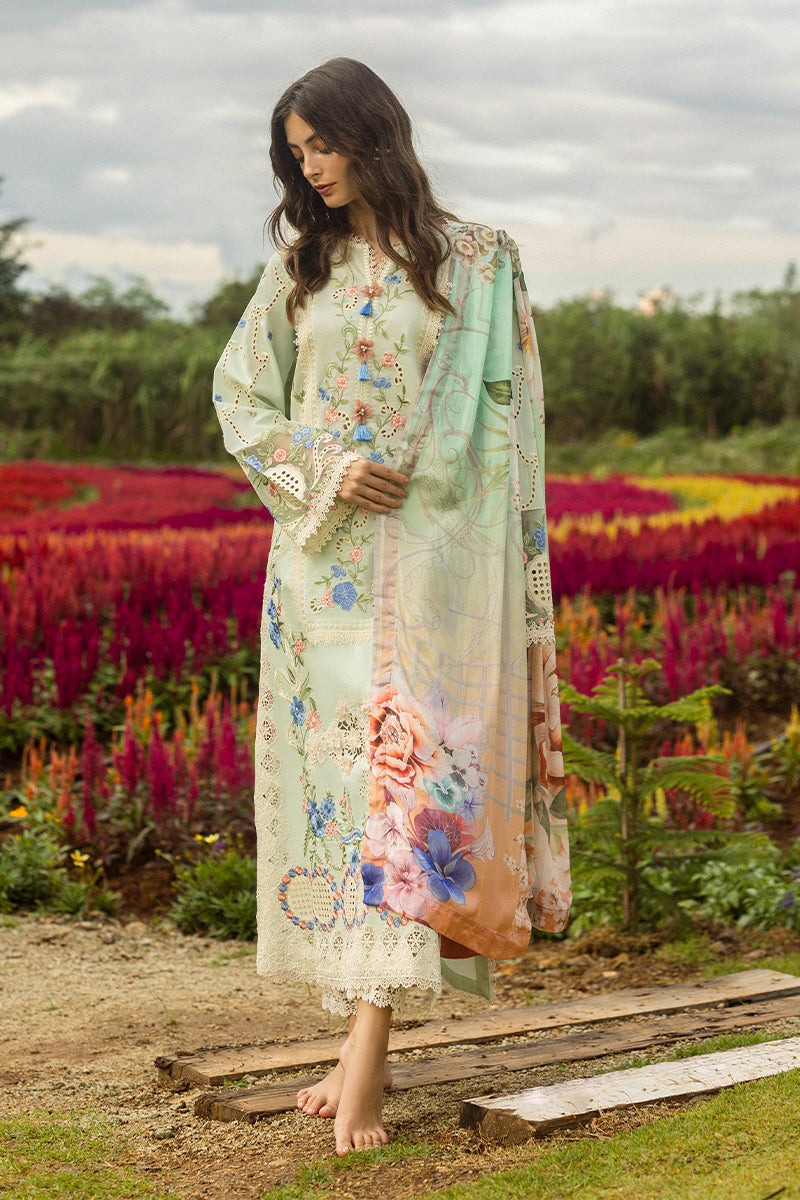 Mushq Hemline The Secerat Garden Unstitched Lawn 3Pc Suit - Starlit Lilies