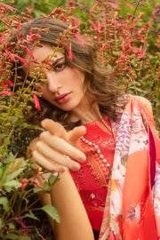 Mushq Hemline The Secerat Garden Unstitched Lawn 3Pc Suit - Wanderlust Blooms