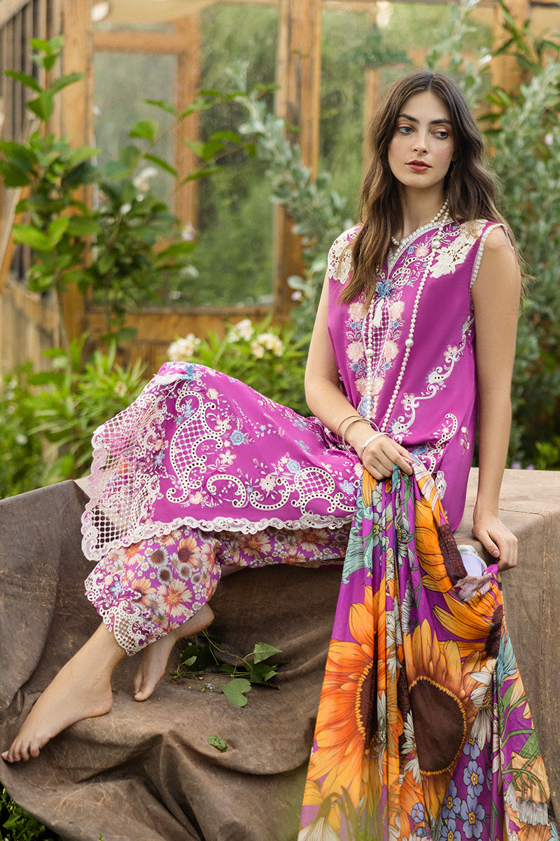 Mushq Hemline The Secerat Garden Unstitched Lawn 3Pc Suit - Mystic Rose