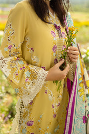 Mushq Hemline The Secerat Garden Unstitched Lawn 3Pc Suit - Faded Sunflower