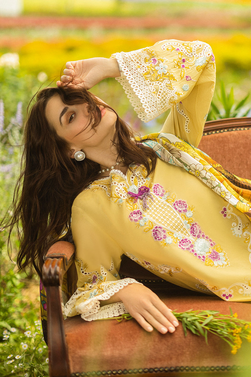Mushq Hemline The Secerat Garden Unstitched Lawn 3Pc Suit - Faded Sunflower