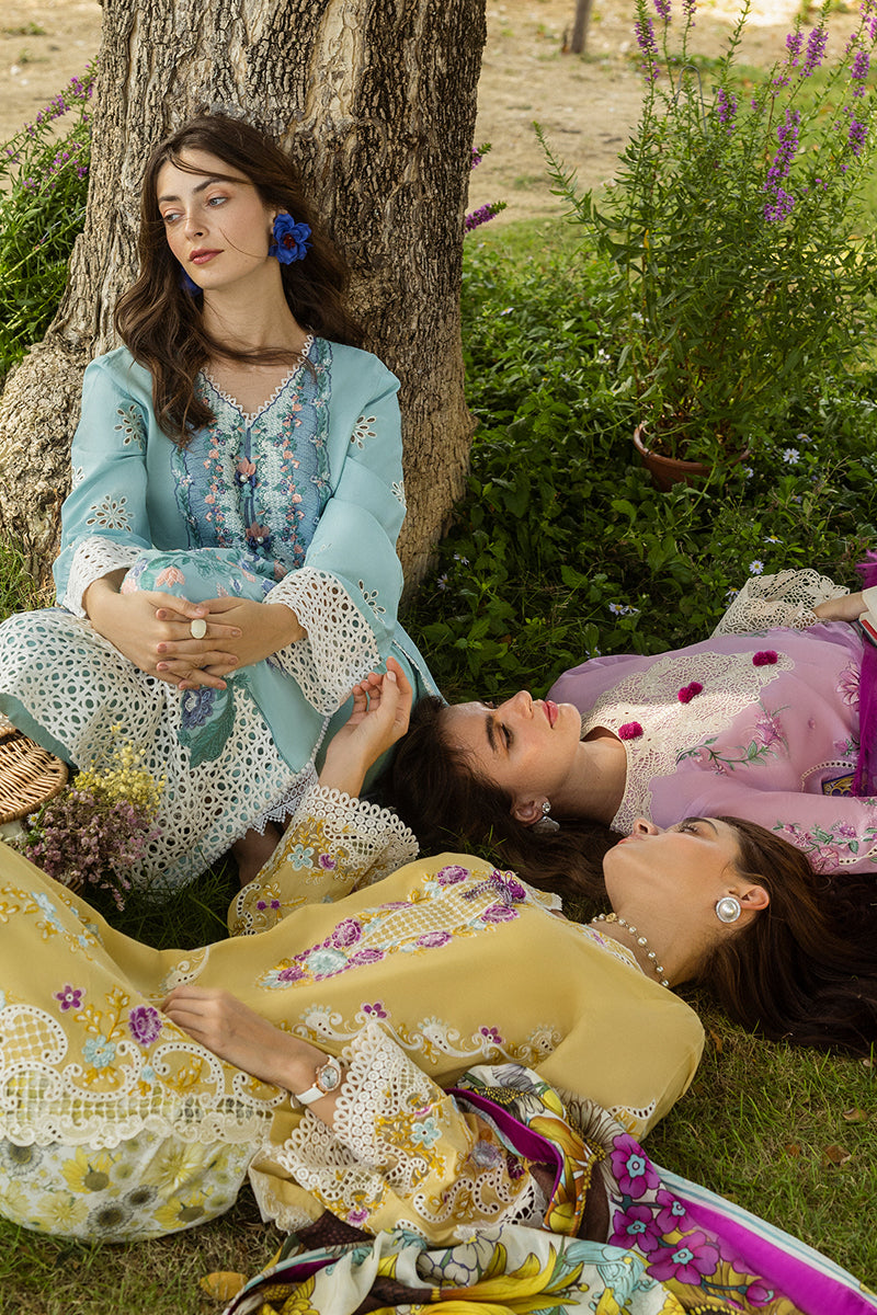 Mushq Hemline The Secerat Garden Unstitched Lawn 3Pc Suit - Faded Sunflower