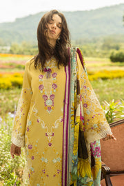 Mushq Hemline The Secerat Garden Unstitched Lawn 3Pc Suit - Faded Sunflower