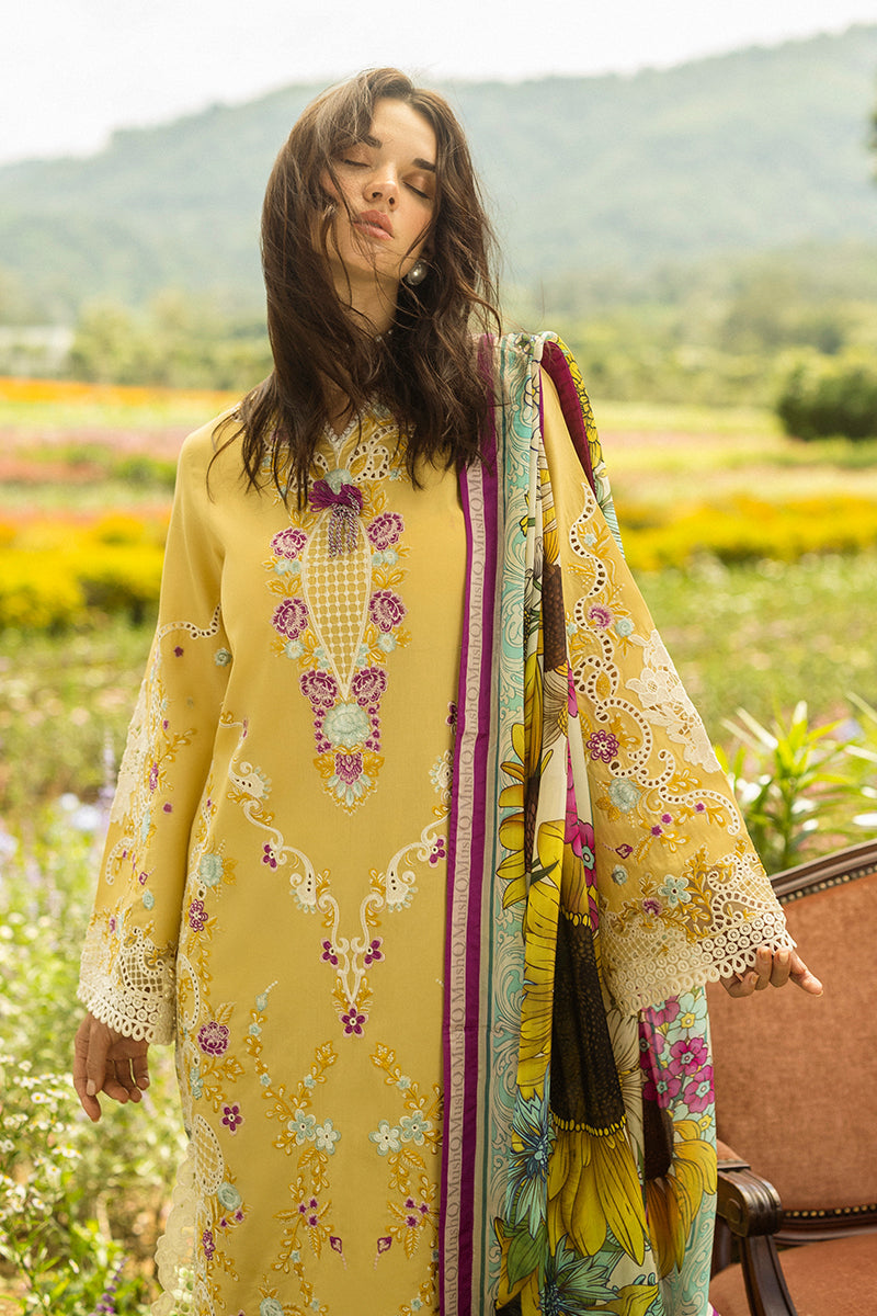 Mushq Hemline The Secerat Garden Unstitched Lawn 3Pc Suit - Faded Sunflower