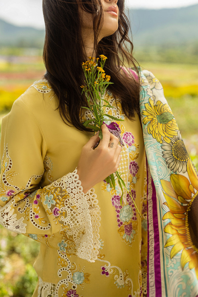 Mushq Hemline The Secerat Garden Unstitched Lawn 3Pc Suit - Faded Sunflower