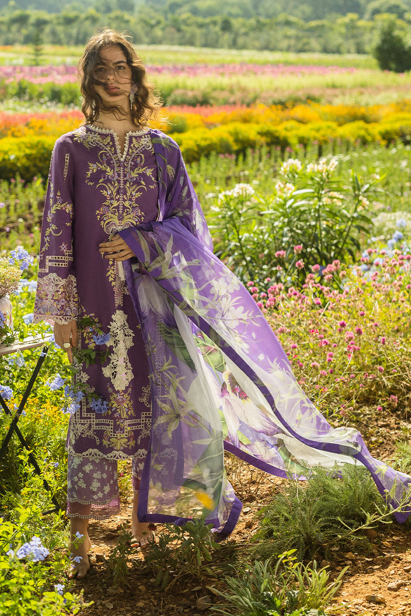 Mushq Hemline The Secerat Garden Unstitched Lawn 3Pc Suit - Celestial Bloom