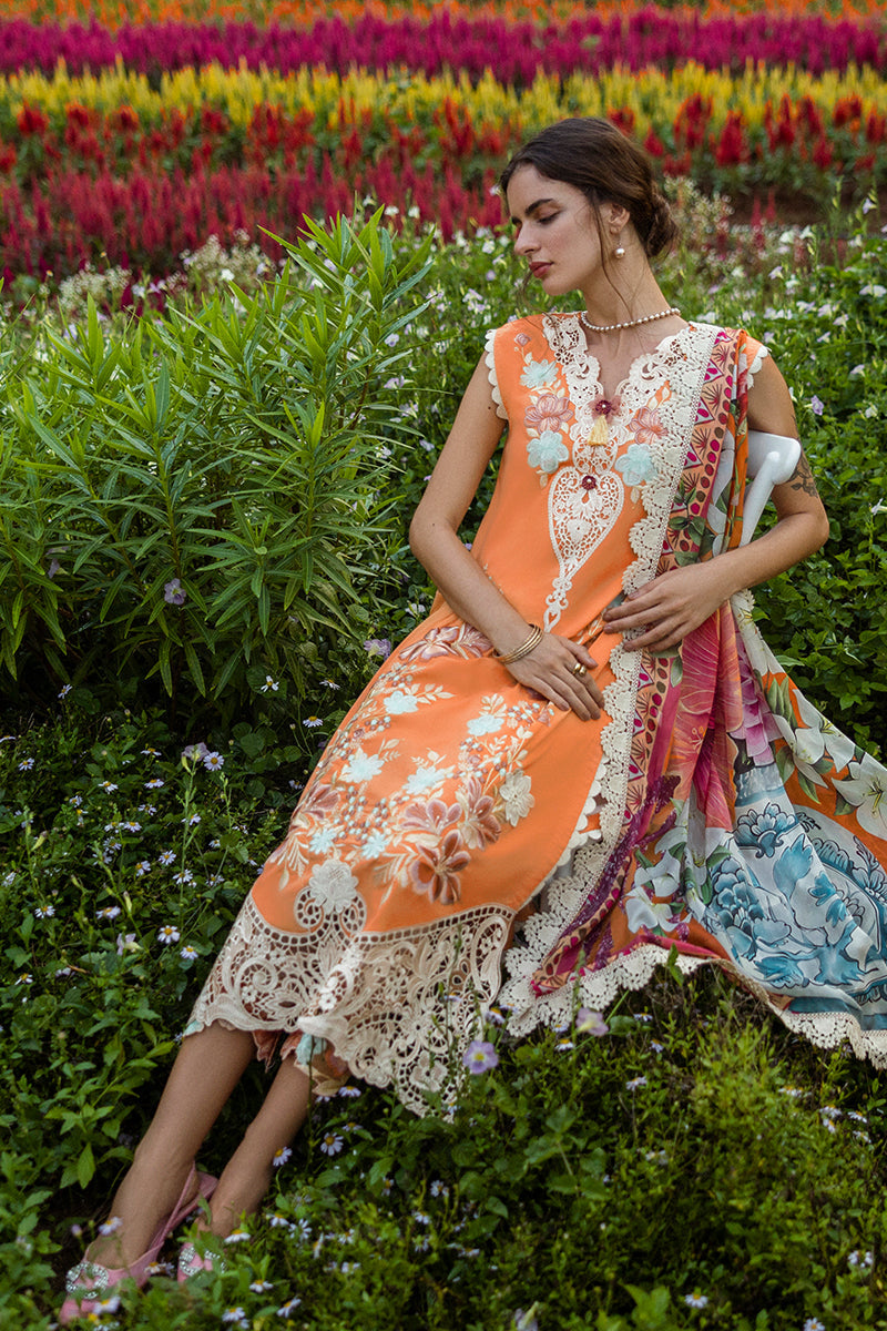 Mushq Hemline The Secerat Garden Unstitched Lawn 3Pc Suit - Silent Petals