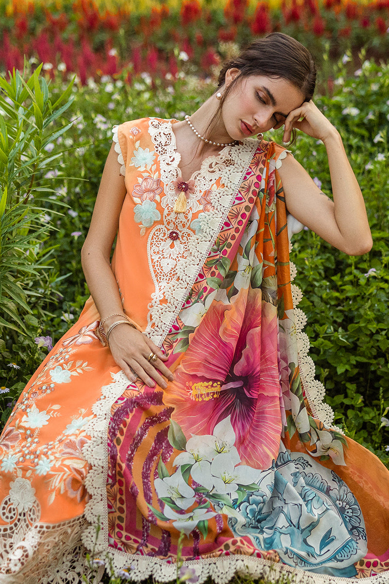 Mushq Hemline The Secerat Garden Unstitched Lawn 3Pc Suit - Silent Petals