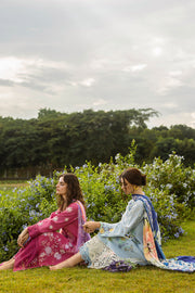 Mushq Hemline The Secerat Garden Unstitched Lawn 3Pc Suit - Garden of Dreams
