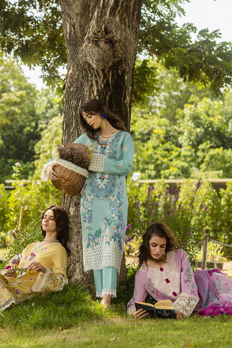 Mushq Hemline The Secerat Garden Unstitched Lawn 3Pc Suit - Whimsical Wisteria