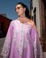 Mushq Hemline Odyssey Embroidered Lawn Unstitched 3Pc Suit - Alba