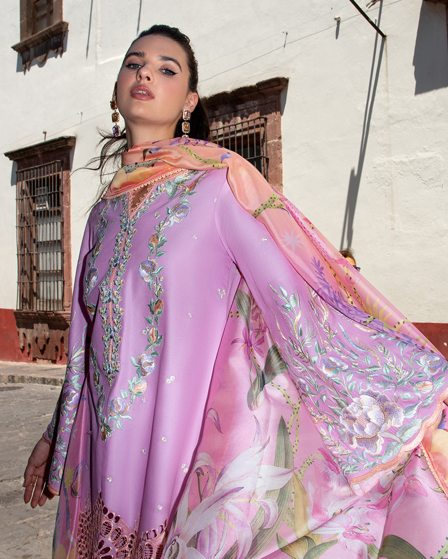 Mushq Hemline Odyssey Embroidered Lawn Unstitched 3Pc Suit - Alba