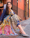 Mushq Hemline Odyssey Embroidered Lawn Unstitched 3Pc Suit - Ines