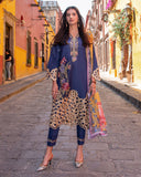 Mushq Hemline Odyssey Embroidered Lawn Unstitched 3Pc Suit - Ines
