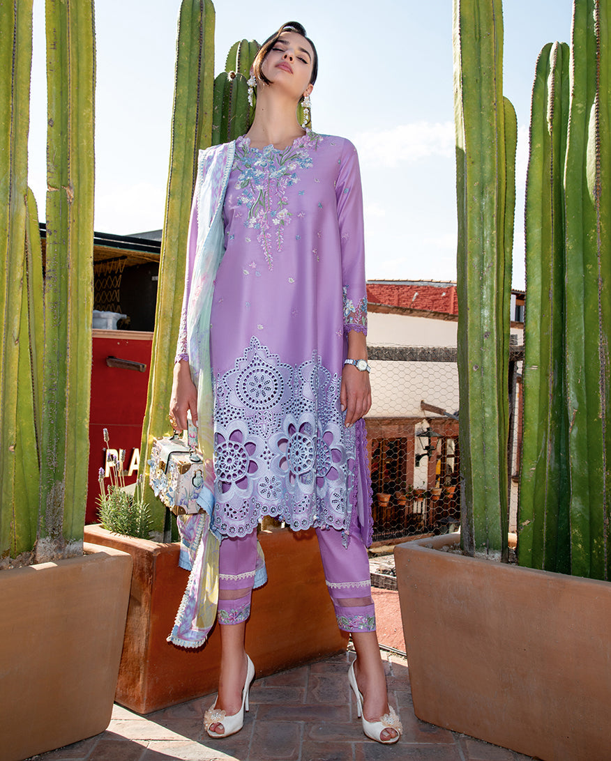 Mushq Hemline Odyssey Embroidered Lawn Unstitched 3Pc Suit - Ailyn