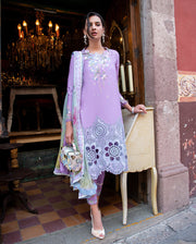 Mushq Hemline Odyssey Embroidered Lawn Unstitched 3Pc Suit - Ailyn