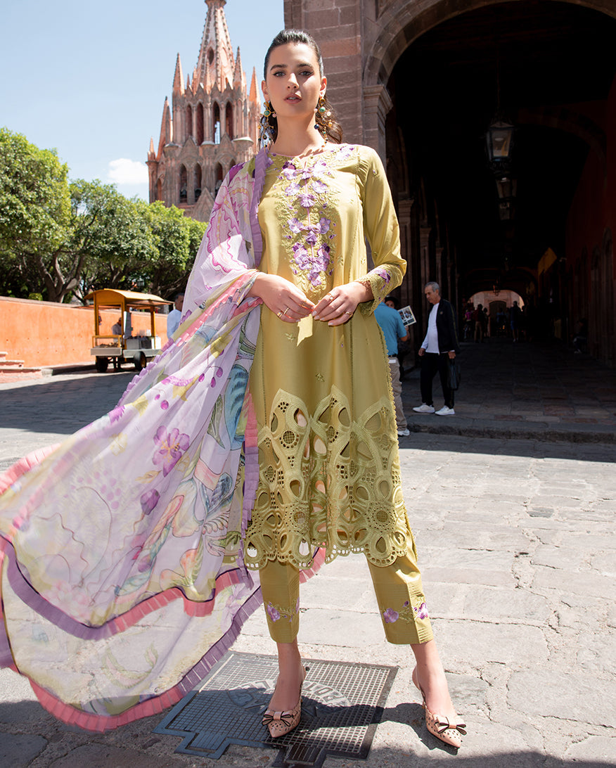 Mushq Hemline Odyssey Embroidered Lawn Unstitched 3Pc Suit - Aranza