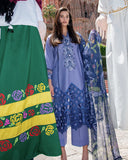 Mushq Hemline Odyssey Embroidered Lawn Unstitched 3Pc Suit - Juana