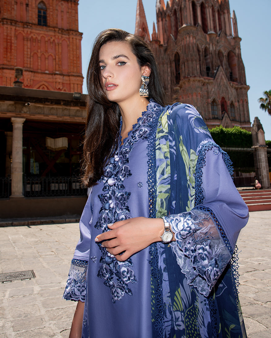 Mushq Hemline Odyssey Embroidered Lawn Unstitched 3Pc Suit - Juana